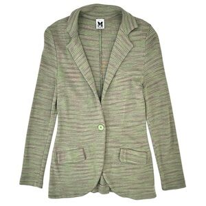 Vintage Missoni Green Striped Knit Wool Blend Cardigan Light Blazer Jacket sz 6